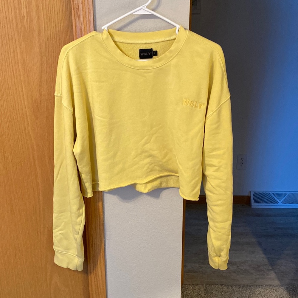 WSLY womens yellow cropped sweatshirt